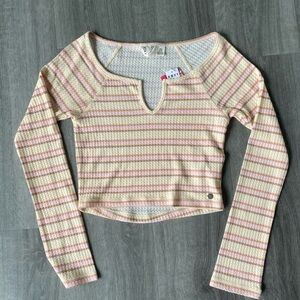 Roxy waffle knit cropped tee